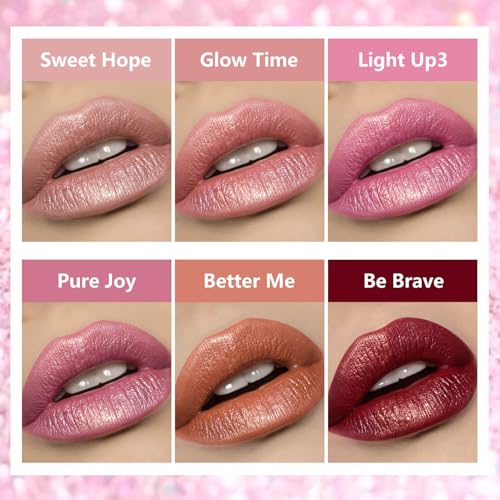 Nude Pink Metallic Shimmer Liquid Lipstick - Long Wear