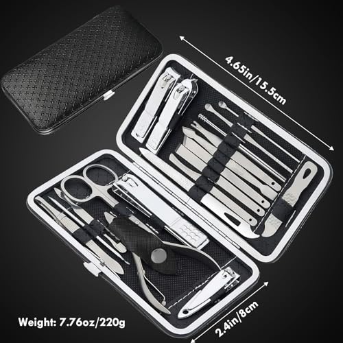 19-Piece Professional Manicure Set - Stainless Steel Nail & Pedicure Tools