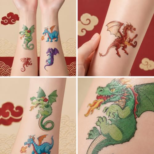96PCS Dragon Temporary Tattoos Stickers for Kids