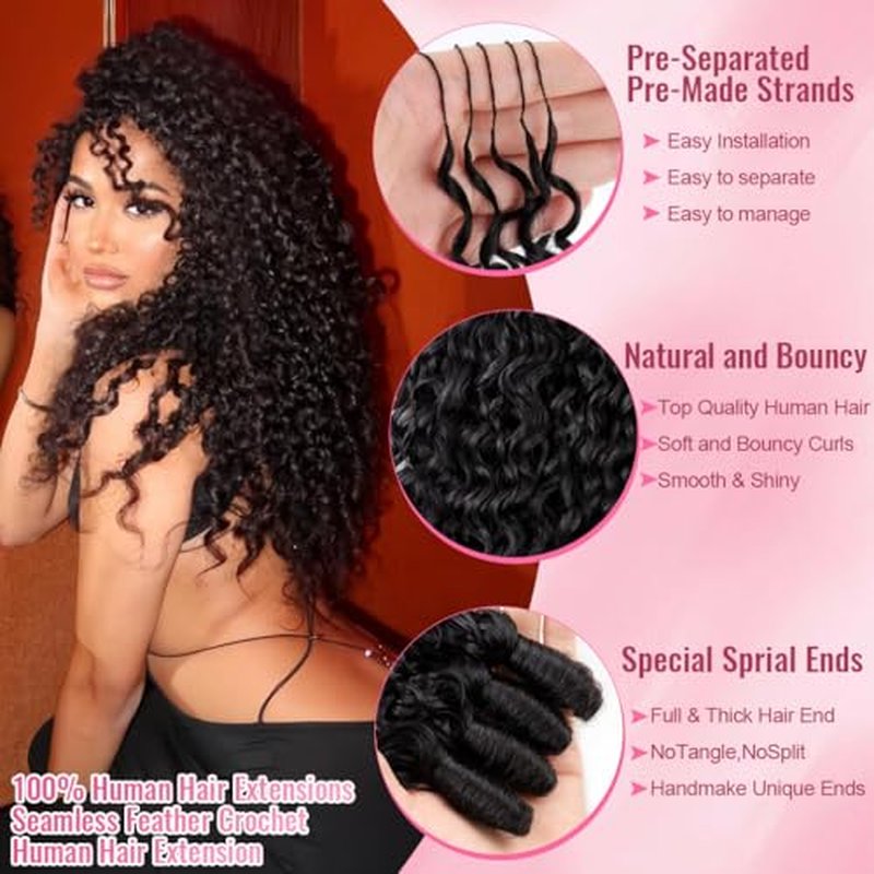 20 Inch Burmese Curly Crochet Human Hair Extensions - Lightweight & Reusable
