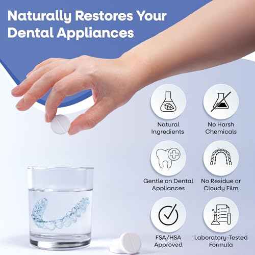 Dr. Taylor¡¯s Denture and Retainer Cleaner Tablets (120 count) Effectively Removes Stains, Plaque, and Odor - Sports guards, Night Guards, Clear Aligners & Dentures Refreshing Mint Flavor