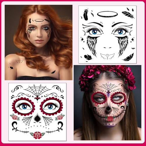 Halloween Face Tattoos Stickers - 10 Sheet Set