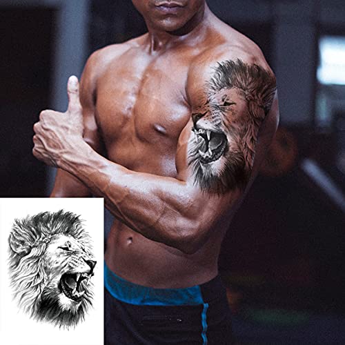 12 Sheets Black & Grey Animal Temporary Tattoos for Men
