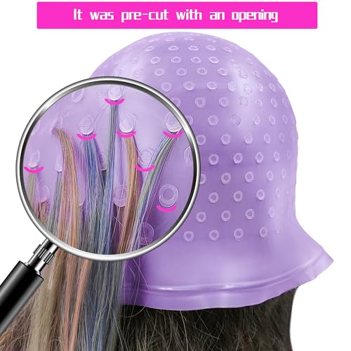 Silicone Hair Highlighting Cap Kit with Crochet Hook & Brush
