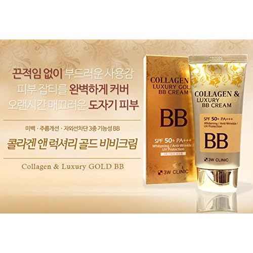 3W CLINIC Collagen & Luxury Gold BB Cream 1.69Oz SPF50+/PA+++ Wrinkle Care