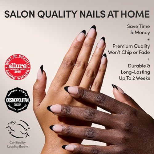 Glamnetic Caviar Press-On Nails | Short Almond Fake Nails Kit