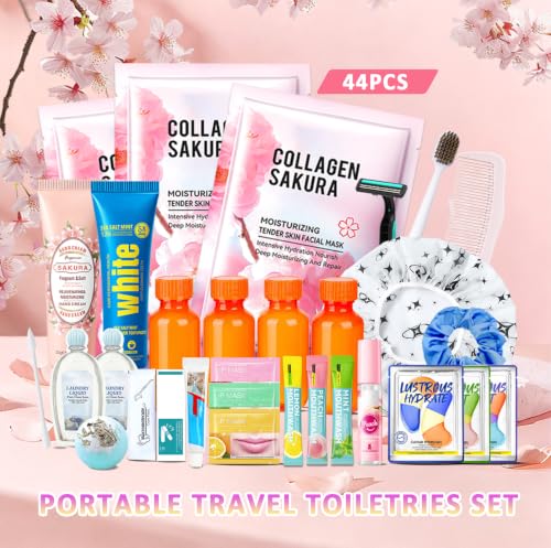 44PCS Travel Toiletry Kit with Travel-Size Personal Care & Organizer Bag