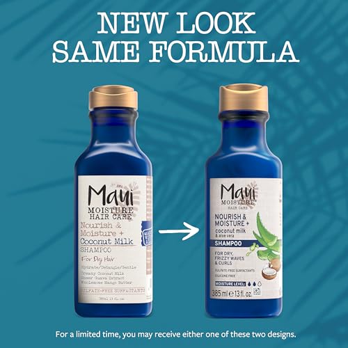Maui Moisture Nourish & Moisture + Coconut Milk Shampoo to Hydrate and Detangle Curly Hair, Lightweight Daily Moisturizing Shampoo, Vegan, Silicone & Paraben-Free, 13 fl oz (Pack of 2)