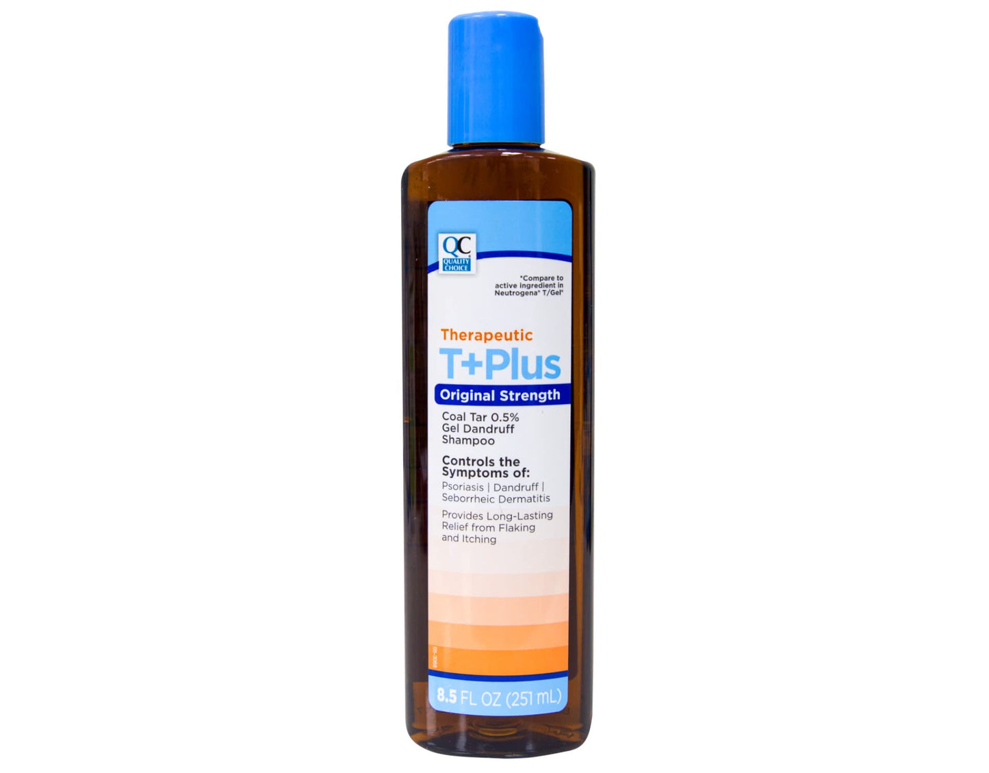 Quality Choice Therapeutic T+Plus Original Strength Coal Tar 0.5% Dandruff Shampoo - 8.5 Fl. Oz. - Pack of 6