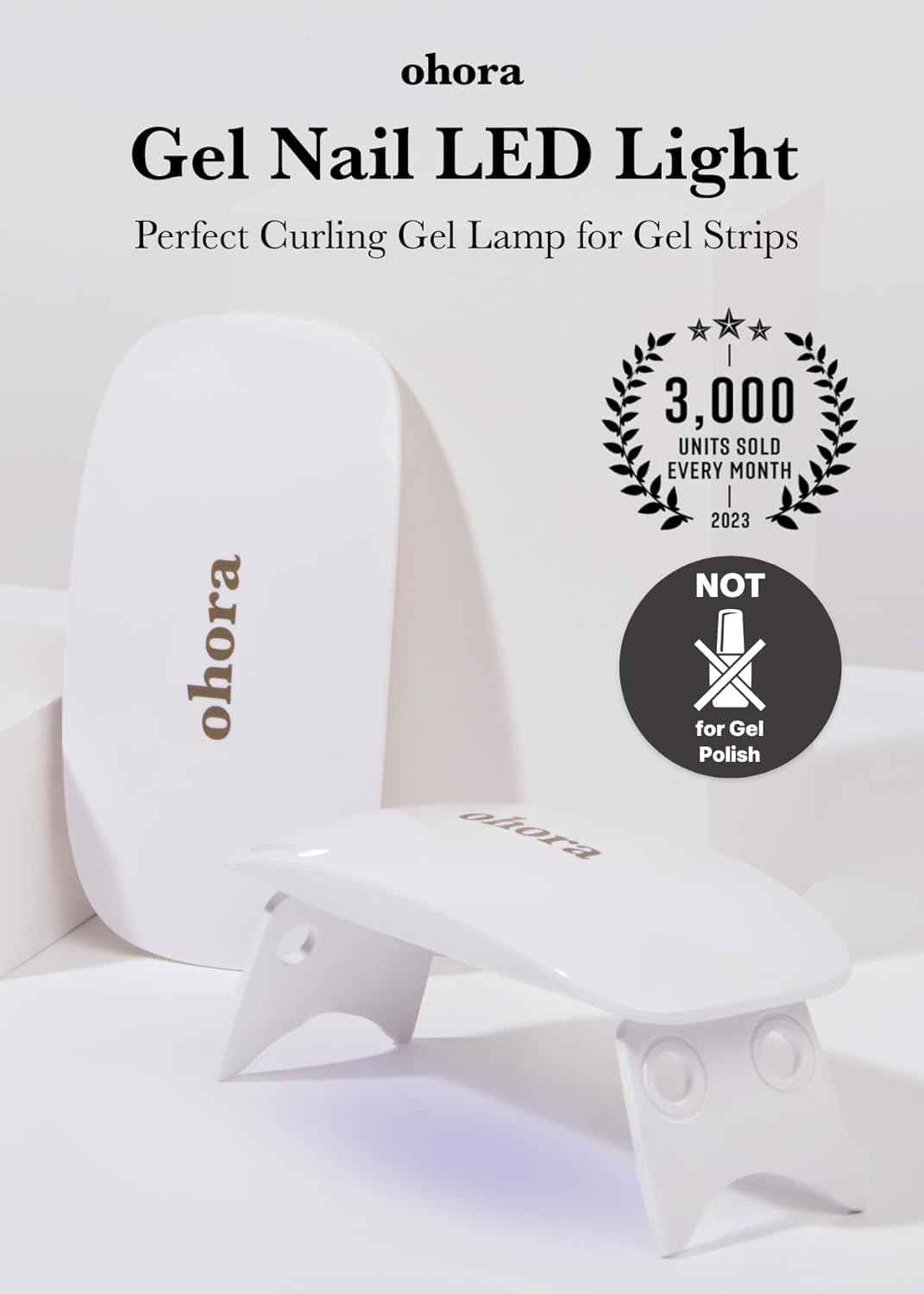 ohora Care LED Lamp for Semi Cured Gel Nail Strips - 6W Max, 2 Timers (45s / 60s), Portable Lamp for Curing Gel Nail Art, For Gel Stickers and Strips Only