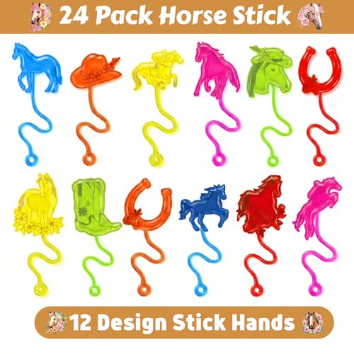 48 PC Horse Party Favors Set - Stick Hands & Tattoos