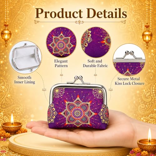 Indian Return Gift Coin Purses - Set of 18 Diwali & Pooja Souvenirs