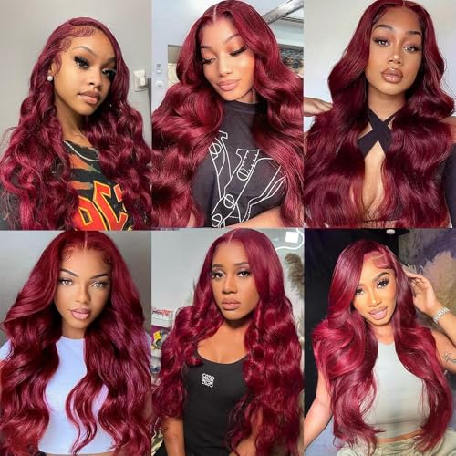 99J Burgundy Body Wave Human Hair Bundles – 22-24-26 Inch