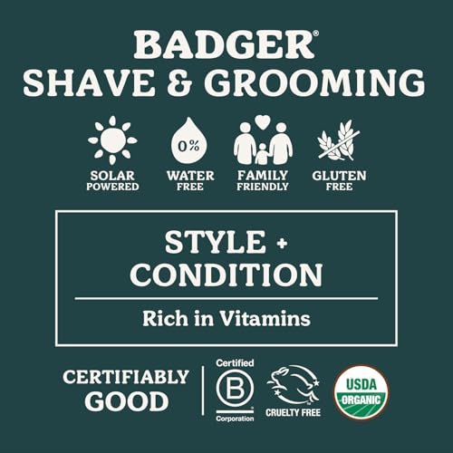 Badger Hair Pomade for Men, Organic, Easy to Use, Subtle Masculine Scent, Medium Hold Hair Pomade with Medium Shine Finish, Nourishes Hair & Scalp 2 oz Tin, 2-Pack