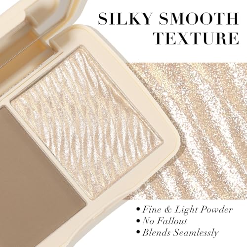2-in-1 Contour & Highlighter Palette with Mirror - Matte & Shimmer