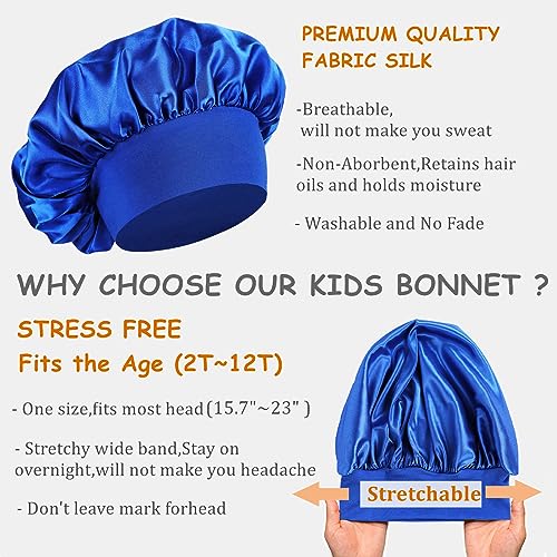 Kids Silk Bonnets for Sleeping - Set of 3
