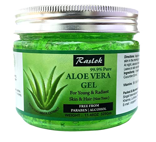 Raslok Aloe Vera Gel Pure Natural Organic Aloe Gel For Moisturizing Face Skin & Hair Care (Cucumber, 11.46 OZ)