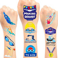 24 Sheets (144 PCS) Swimming Swim Team Temporary Tattoos Stickers, Swimming Swim Team Pool Sport Making Waves Party Favors Supplies Birthday Decorations Gifts for Swimmers Kids Teens Boys Girls
