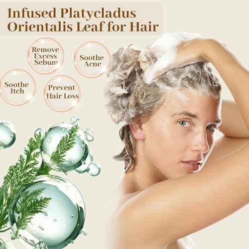 4 PCS Handmade Olive Oil Soap with Vanilla and Shea Butter, 2-In-1 Moisturizing Exfoliating Bar Soap with Platycladus orientalis leaves for Hair, Face and Body