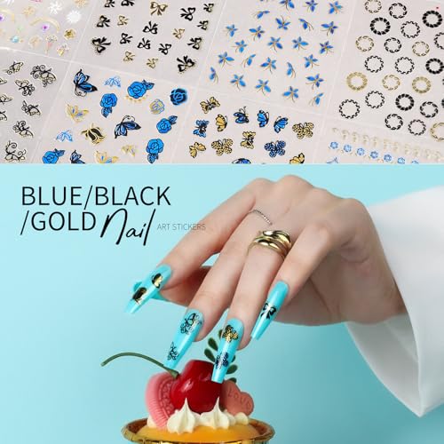 Teenitor 50 Sheets Nail Art Stickers - Flowers, Gold & Designs