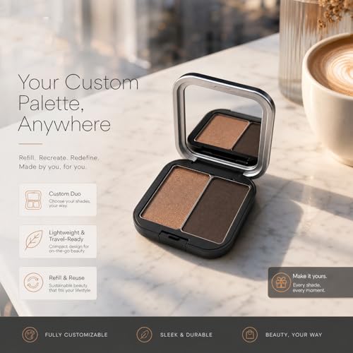 Magnetic Refillable Eyeshadow Palette Set with Mirror - 2 Pcs Compact Makeup Organizer