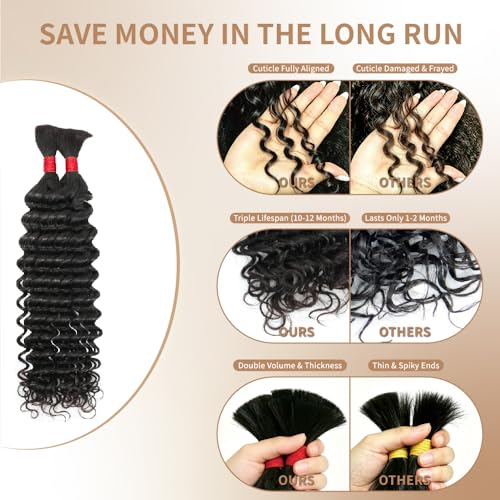 Deep Wave Human Hair Bundles 18 Inch 120g Virgin Hair