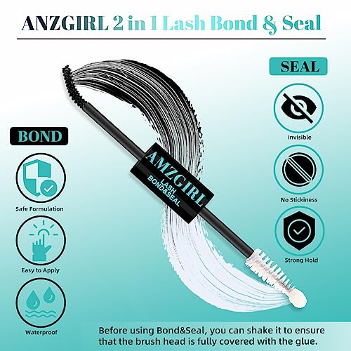 AMZGIRL Black Bond and Seal Lash Glue, Waterproof Cluster Glue