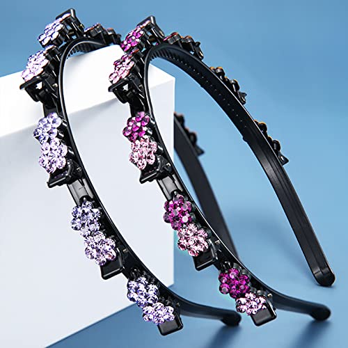 5-Piece Flower Crystal Hair Bands Set for Women - Double Layer Headbands