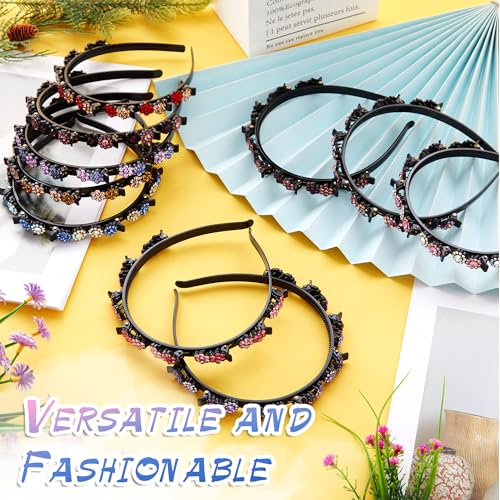 Suncalla Crystal Flower Rhinestone Headbands 12 Pack for Women Girls