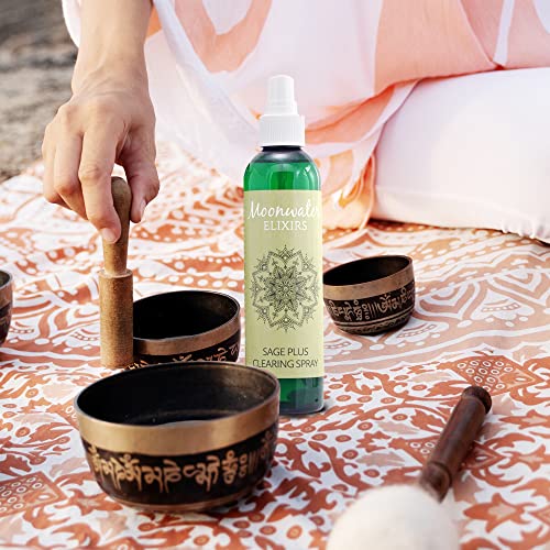 Sage Spray Bundle - White Sage Smudge Spray and Sage Wand for Cleansing Negativity, Smokeless Sage Smudging Kit to Support Positive Aura, and Cleansing Negative Energy by Moonwater Elixirs