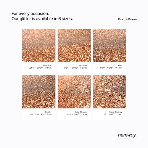 Hemway Premium Ultra Sparkle Glitter Multi Purpose Metallic Flake for Arts Crafts Nails Cosmetics Resin Festival Face Hair - Bronze Brown - Ultrafine (1/128" 0.008" 0.2mm) 100g / 3.5oz