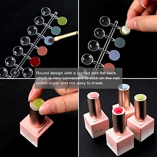 heemeei 120 Pcs Round False Nail Display Tips, Clear Nail Art Color Display Chart Nail Swatch Sticks with Adhesive Sticker for Nail Training Practicing Color Displaying……