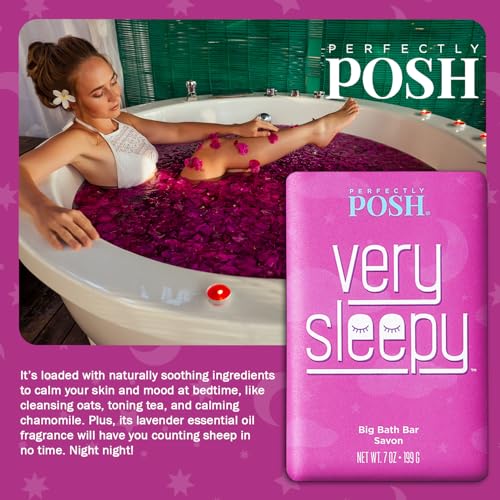 Perfectly Posh - Very Serene Big Bath Soap Bar - Soothing and Moisturizing Soap with Lavender & Shea Butter - for Rejuvenating Bath Time - 7oz