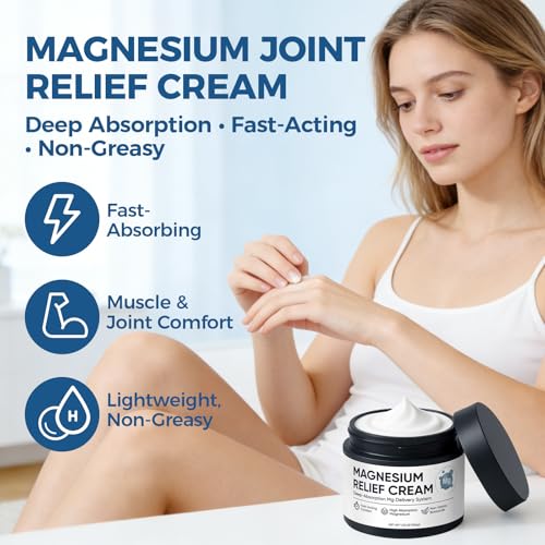 Magnesium Joint Relief Cream ? Deep Absorption Formula for Muscle & Joint Comfort ? Fast-Acting, Non-Greasy Body Lotion for Neck, Back & Legs, 1.76oz (1)