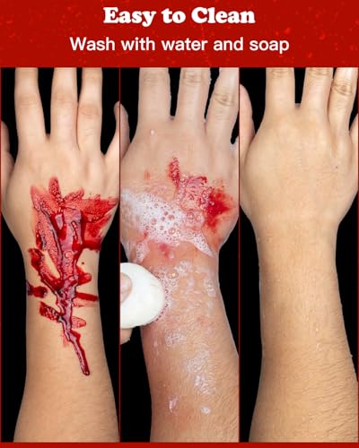 Fake Blood Makeup Kit - 3 Realistic Formulas for Halloween Costumes