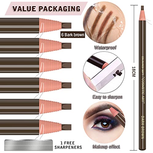 6-Piece Dark Brown Waterproof Eyebrow Pencil Kit