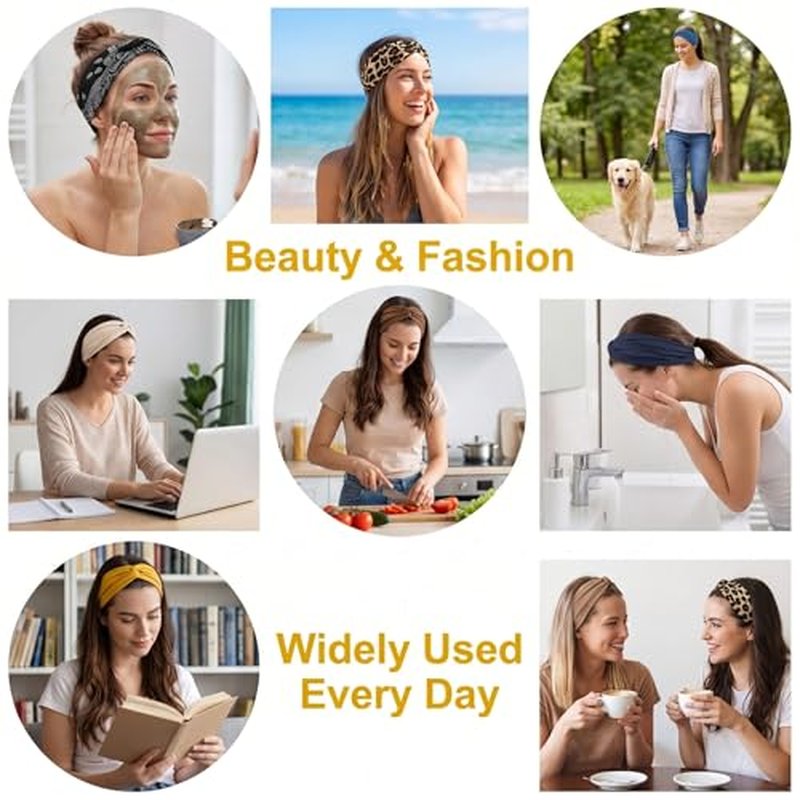 12-Pack Wide Stretch Headbands for Women – Workout Yoga Hair Bands