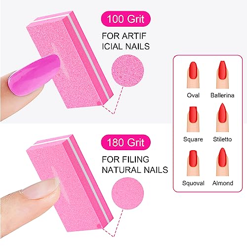 Pink Diesisa Buffer Block Nail Files 60 Pack - Double Sided 100/180 Grit Manicure Buffers