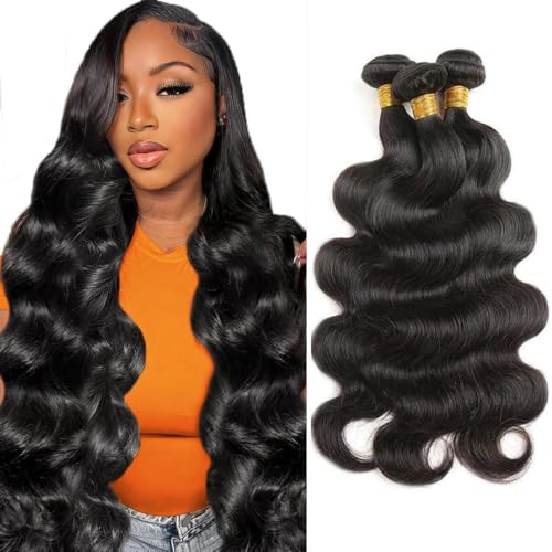 Freiuoke 50g Black Body Wave Human Hair Extensions - 12-34 Inch
