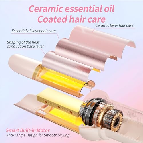DYHOO 3-in-1 Automatic Hair Curler Set with Straightening Brush & 2 Barrels