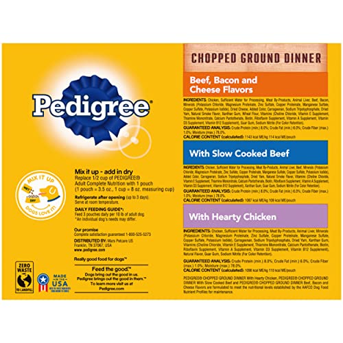 PEDIGREE Adult Canned Wet Dog Food Chopped Ground Dinner Variety Pack (18) 3.5 oz. Cans