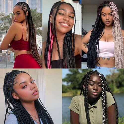 Gigastar Natural Black Pre Stretched Braiding Hair Extensions For Braiding 26Inch Kanekalon Braiding Hair Pre Stretched Professional Synthetic Crochet Braid Hair 3Pcs