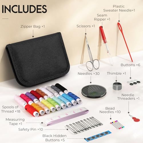 Coquimbo Sewing Kit for Adults Black M - Christmas Stocking Stuffers for Teens & Women