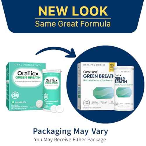OraTicx Oral Probiotics Green Breath, Freshen Bad Breath, Dental Probiotic Supplement for Oral Health, 8 Billion CFU, Mint Flavor 30 Lozenges 2-Pack