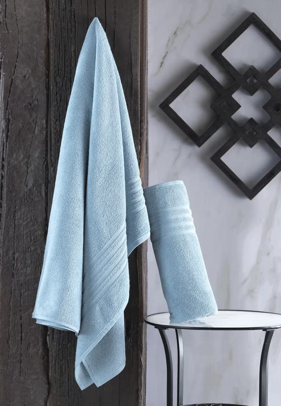 Hawmam Linen Jumbo Large Bath Sheets Towels 2 Pack Soft and Absorbent, Premium Quality 100% Cotton Towels (Light Blue, Bath Sheet)