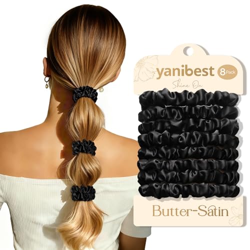 Yanibest Satin Hair Ties - 8 Pack Scrunchies for Women