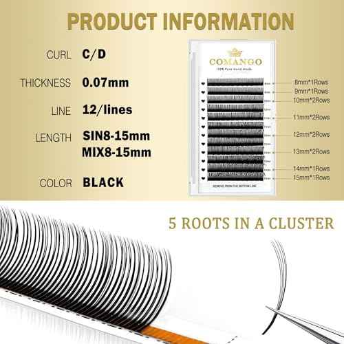 CoMango 5D Flora Spikes Lashes Spikes Lash Extensions Flower Wispy Eyelash Extensions C/D Culry Individual Premade Fans 5D Spikes Lashes Volume Lashes Natural Look(0.07-C-Mix8-15mm)