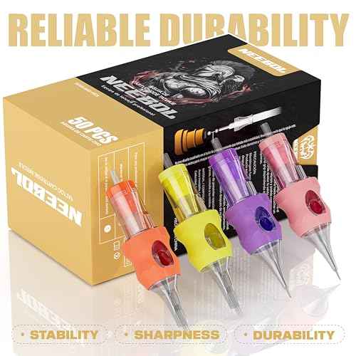 50pcs Neebol Tattoo Cartridge Needles Disposable Assorted Mixed Sizes Tattoo Needles #12 Standard Round Liner 3RL 5RL 7RL 9RL 11RL for Tattoo Pen Machine Permanent Makeup Body Art Tattoo Supplies