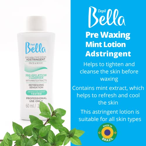 Depil Bella Waxing Bundle: Pre-Wax Astringent Lotion with Mint & Post-Wax Oil with Cotton Seed, 60 ml Each
