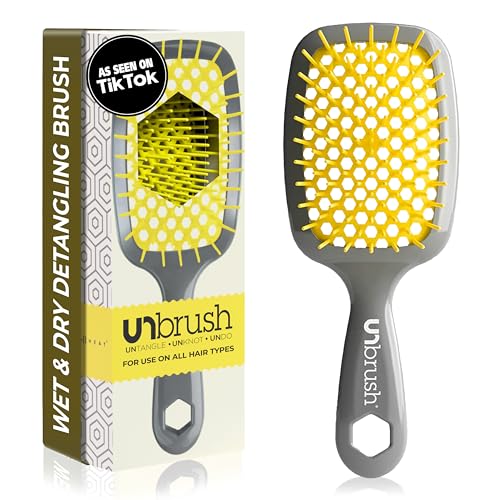 FHI Heat UNbrush Detangling Brush for Pain-Free Brushing on All Wet or Dry Hair Types — Durable DuoFlex Anti-Static Bristles, Lightweight Handle, Vented Hair Brush, Sun Ceremony